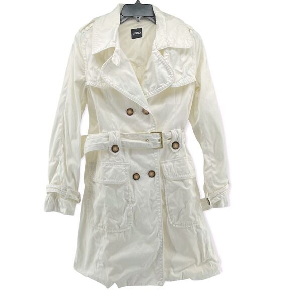XOXO Women’s White Belted Lapel Casual Trench Coat Lightweight Jacket Small - Picture 17 of 17